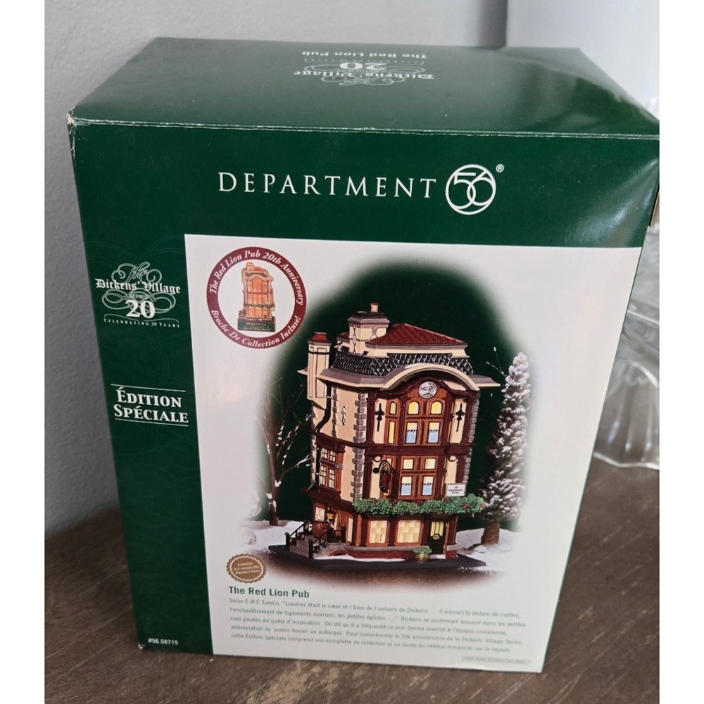 Department 56 Dickens Village The Red Lion Pub 20th Anniversary Boxed dept 56